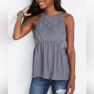 Maurice’s Solid Halter Neck Babydoll Tank Top Sz L
